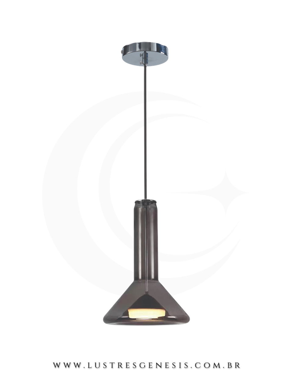 Lustre Pendente LED Contemporaneo Vidro Ambar DCD04045 Bronze 15W 28x37cm, Banheiro, Lavabo, Bancada de Cozinha, Cabeceira